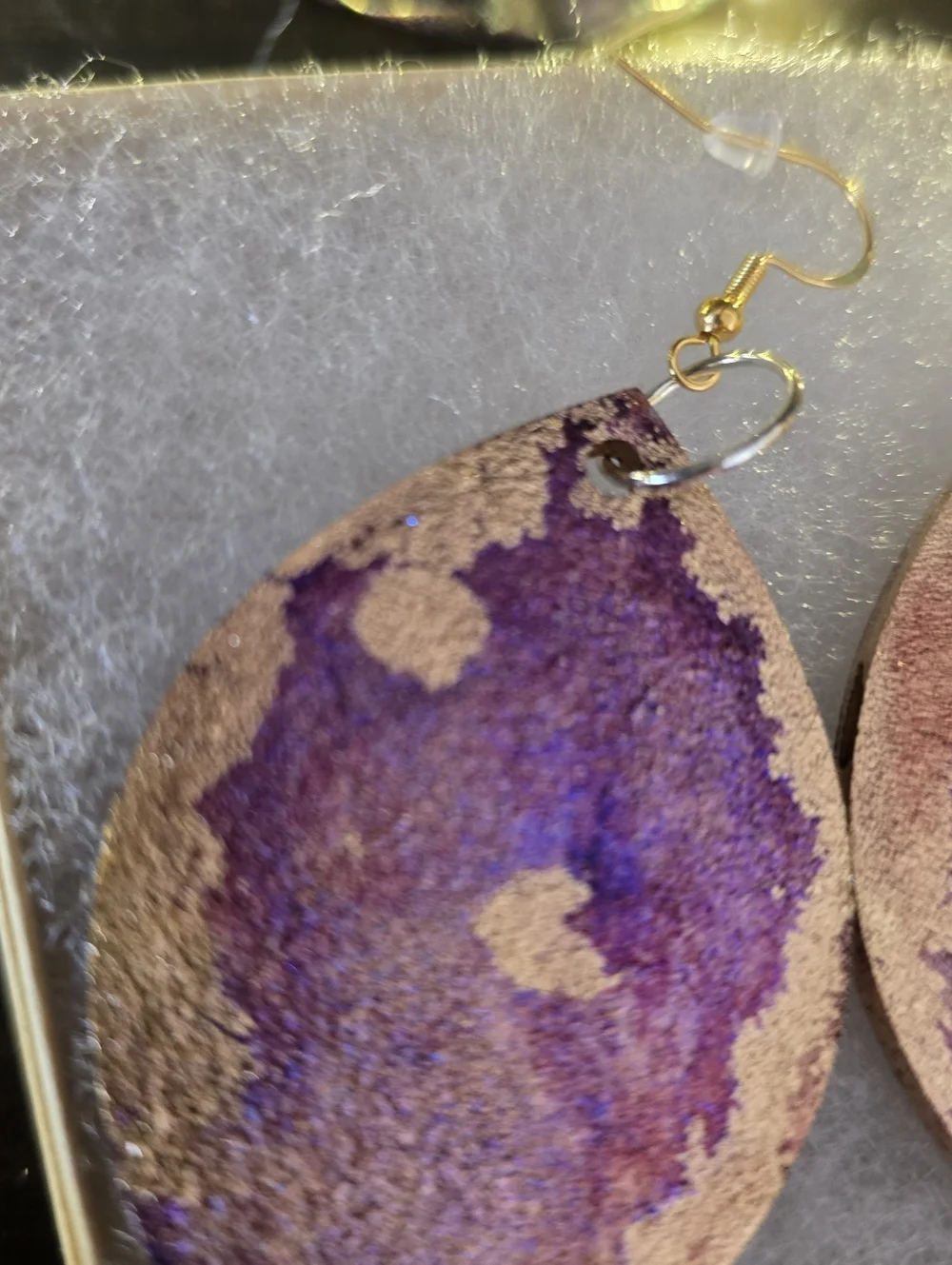 HANDCRAFTED Wood Dangle Earrings HANDPAINTED Delicate Piercing ARTISAN Jewelry